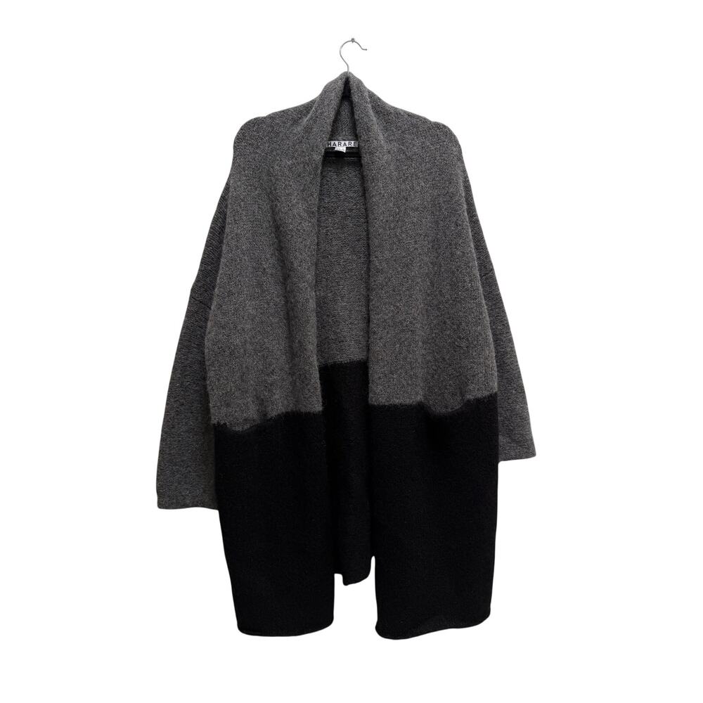 Harare Alpaca Open Cardigan Womens XS/S Gray Lagenlook Boho Minimalist Cozy